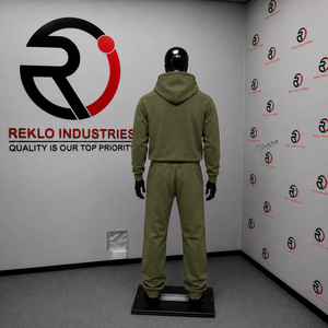 Ensemble de survêtement oversize Olive pour homme, streetwear, sweat-shirt à capuche et pantalon large à boutons-pression, vêtements de sport personnalisés en gros - Product Image 4