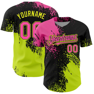 Camiseta de Béisbol Sublimada Personalizada para tu Equipo, Rosa Neón, Verde, Negro, Unisex, Adulto, Manga Corta, Transpirable, Ropa Deportiva de Poliéster - Product Image 1