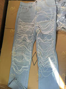 Jeans de Mezclilla Lavados Estilo Retro Americano con Diseño Desgastado e Impreso, Pantalones Anchos y Holgados de Estilo Urbano para Mujer - Product Image 4