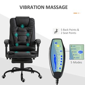 Sedia da Ufficio Direzionale con Schienale Alto, Massaggio Vibrante a 7 Punti, Supporto Lombare, Poggiapiedi e Altezza Regolabile, Nera - Product Image 4