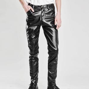 Pantalon en cuir véritable pour homme, coupe droite, taille mi-haute, imperméable, respirant, décontracté, style streetwear, logo personnalisé - Product Image 4