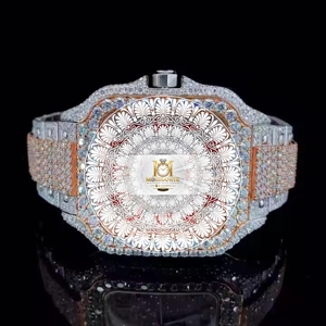 Montre à quartz pour homme de haute qualité, bracelet en acier inoxydable, diamants Moissanite VVS, boîtier carré style Hip Hop - Product Image 4