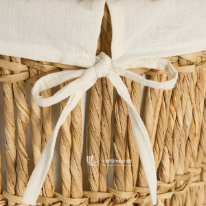 Cesta Tejida de Jacinto de Agua con Tapa y Forro Extraíble, Cesta Decorativa Ecológica para Baño y Lavadero - Product Image 3