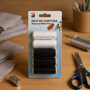 Fil à coudre noir et blanc pour travaux d'aiguille - Product Image 3