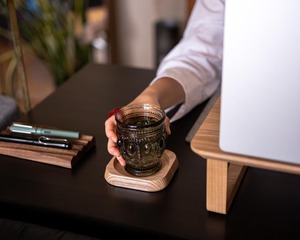 Wooden Coaster Round Heat Mat Heat Resistant Decorative Kitchen <b>Trivet</b> for Hot Dishes Coffee Mugs Home Dining Table Protection - Product Image 2