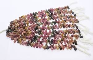 Perles de tourmaline naturelle multicolores, forme poire lisse, 6x9 mm, perles de pierres précieuses en tourmaline, perles de tourmaline en forme de poire pour bijoux - Product Image 5