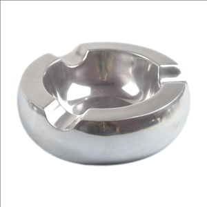 Circular steel <b>ashtray</b> with smooth basin weighted core and clean finish designed for tabletops counters and lounge areas - Product Image 3