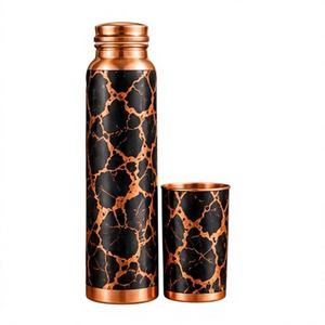 <b>Copper</b> <b>Water</b> <b>Bottle</b> With Black Marble Pattern Portable Travel Thermos Modern Design Eco Friendly Drinkware - Product Image 1