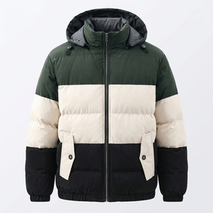Blouson matelassé personnalisé pour homme, col montant, en toile, color block, chaud, imperméable, coupe-vent, pour l'hiver, vente en gros OEM - Product Image 1