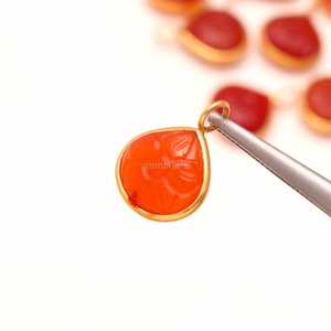 Natural Carnelian Flower Pendant 925 Sterling <b>Silver</b> Gemstone Pendant Hand Carved Heart Charm For Jewelry Making Wholesale Bulk - Product Image 2