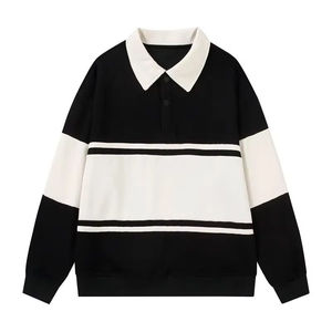 Custom Wholesale <b>Men's</b> Breathable Color Block <b>Long</b> <b>Sleeve</b> for <b>Shirt</b> with Contrast Collar Front Logo Rugby Football Style - Product Image 2