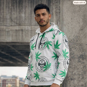 Sudadera con Capucha Blanca para Hombre, Estilo Urbano, con Bordado 3D, 100% Algodón, Corte Regular, Tallas XXS-6XL - Product Image 1