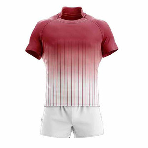 ชุดทีมรักบี้ขายส่ง เสื้อเจอร์ซีย์ระบายอากาศ กางเกงขาสั้น ชุดกีฬา ปักโลโก้ตามสั่ง ชื่อผู้เล่นด้านหน้า รับผลิตแบบ OEM ODM จากโรงงานผลิตชุดกีฬา - Product Image 1