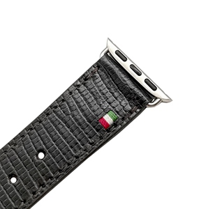 สายนาฬิกา Apple Watch หนังแท้อิตาลีลายหนังจระเข้ Castello คุณภาพสูง งานแฮนด์เมด ขนาด 38/40/41 มม. โลโก้ปั๊มนูน สีดำ - Product Image 3