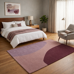 Tapis moderne abstrait en laine/soie tissé à la main de qualité supérieure - Luxe, écologique, adapté aux animaux domestiques, réversible, pour salon, chambre, bureau - Product Image 2