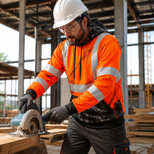 Sweat à capuche d'hiver de sécurité pour hommes, en polaire réfléchissante, haute visibilité, respirant, séchage rapide, classe 3, travail, construction, personnalisable - Product Image 6
