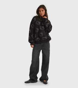 Sudadera con Capucha Estampada Digitalmente, Unisex, Talla Grande, de Algodón Negro, Informal, para Otoño, con Bolsillo Delantero - Product Image 4
