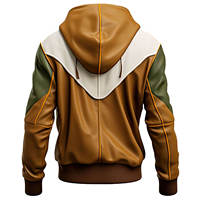 Nouvelle Arrivée 2026 Blouson Bomber Homme en Cuir PU à Capuche, Blocs de Couleurs, Fermeture Éclair, Style Décontracté, Coupe Droite pour l'Automne
