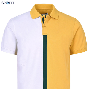 Nouveau Polo Color Block à Manches Courtes en Coton Oxford Décontracté Respirant Coupe Classique Rayures Blanches Jaunes Vertes - Product Image 3