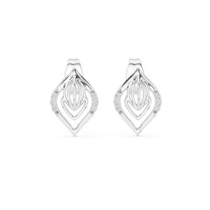 Boucles d'oreilles en or jaune 14 carats avec diamants de laboratoire ronds pour femmes |   Vêtements de fiançailles |   Nouveau diamant cultivé - Product Image 2