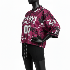 Camiseta de Fútbol para Mujer, Ligera, 180 GSM, Tejido de Malla de Poliéster Suave, Impresión Completa, Logotipo Personalizado, Camiseta de Fútbol de Algodón para Mujer - Product Image 4