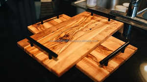 Tabla de cortar al aire libre natural de madera cuadrada personalizable para el hogar o acampar Picnics bloques de corte - Product Image 4