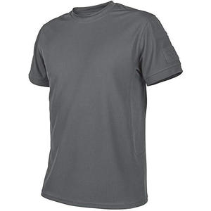 Gray Cotton Men T Shirt Short Sleeve O Neck <b>Tee</b> Custom Logo Arm Patch Casual Uniform Top - Product Image 2