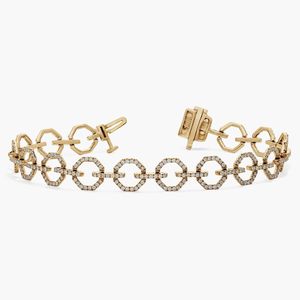 Pavé Diamond Octagon Link <b>Bracelet</b> in White Gold - Product Image 3