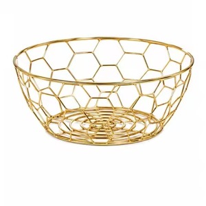 Popular Cesta de Alambre para Frutas, de Metal Cromado Plateado con Malla de Alambre de Diamante, Soporte de Pedestal para Exhibición en Mesa de Comedor - Product Image 6