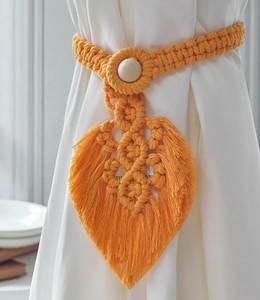 Macrame Curtain Tiebacks: Boho Cotton Window Decor - Product Image 2