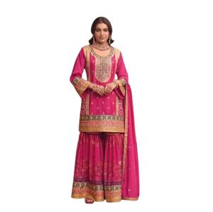 Traje Palazzo Tradicional de Longitud Regular con Dupatta para Mujer, Talla Grande, para Venta de Exportación - Product Image 1