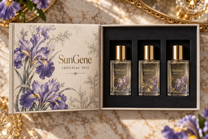 Caja de Embalaje Personalizada para Perfumes, Estilo Libro con Bisagras, Diseño Imperial Iris - Product Image 2