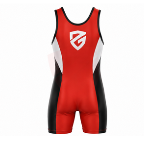 ชุดซิงเกิลเล็ตมวยปล้ำชาย Zee Good สีแดง ดำ ขาว พิมพ์ลายแบบ Sublimation ผ้าสแปนเด็กซ์ โพลีเอสเตอร์ ระบายอากาศได้ดี แห้งเร็ว - Product Image 3
