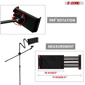 Floor Boom Microphone Stand with Phone and <b>Tablet</b> <b>Holder</b> Adjustable Gooseneck Tripod - Product Image 3