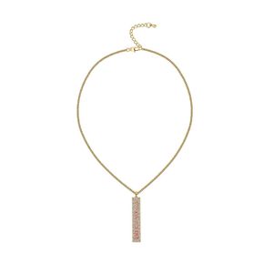 Gold 1908 Crystal Bar Pendant <b>Necklace</b> with Pink Rhinestone Number Design Fine Chain Elegant Women Fashion Jewelry <b>Statement</b> - Product Image 1
