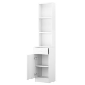 Mobiletto Alto da Bagno Bianco in Triamina Goffrata - Una Porta, Un Cassetto, Tre Scomparti - Product Image 2