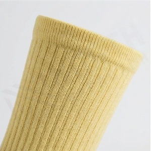 Yellow Crew <b>Socks</b> Solid Color Knitted Breathable Casual Daily Wear Adult Size Standard Thickness - Product Image 4