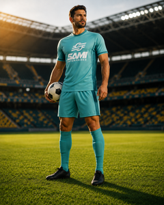 ชุดฟุตบอลสีเขียวแบบกำหนดเอง เสื้อแขนสั้นและกางเกงขาสั้นสำหรับฝึกซ้อม ชุดทีม - Product Image 6