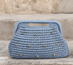 Pink Crochet Clutch With Pearl Embellishments Bohemian Style Summer <b>Handbag</b> Open Top Daily Use Women's Bag - Product Image 5