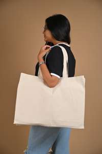 กระเป๋าเครื่องสำอางผ้าแคนวาสคุณภาพสูง ปรับแต่งได้ 100% ผลิตจากฝ้าย พร้อมหูหิ้วแบบตัวอักษร ดีไซน์รักษ์โลก ได้รับการรับรองมาตรฐาน GOTS ใช้ซ้ำได้ - Product Image 3