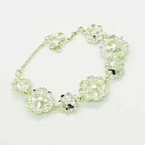 Pulsera de Plata de Ley 925 con Flor y Larimar Engastado en Bisel, Joyería de Cadena para Mujer, Estilo Clásico para Uso Diario - Product Image 2