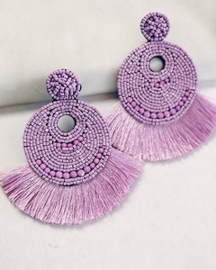 <b>Red</b> Beaded Dangle <b>Earrings</b> Handmade Circular Drop <b>Earrings</b> Statement Jewelry for Party Gift - Product Image 2