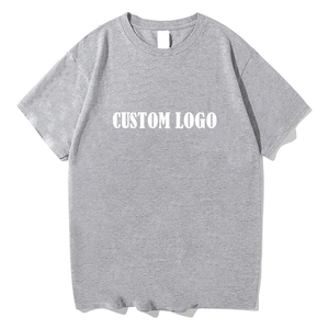 T-shirt gris à manches courtes pour homme, col rond, coupe classique, jersey de coton uni, anti-boulochage, style streetwear, 220g - Product Image 1