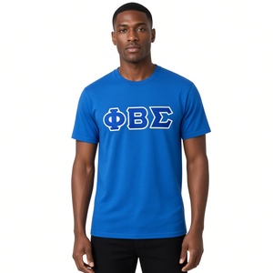 Camiseta de manga corta azul real Phi Beta Sigma con estampado de letras griegas con contorno blanco, cuello redondo, informal, unisex, fraternidad griega - Product Image 1