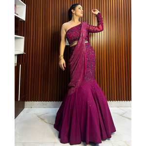 ส่าหรี lehenga ที่สวยงามสำหรับชุดราตรีปาร์ตี้ - Product Image 4