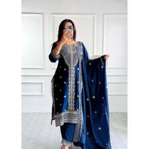 Ensemble de costume de travail à séquence brodée pour femmes Top et Dupatta pour la fête - Product Image 3