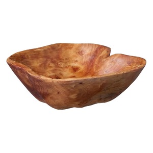 Bol décoratif en bois sculpté fait main, finition bois naturel, pour servir des aliments, offrir en cadeau, décoration de la maison - Product Image 3