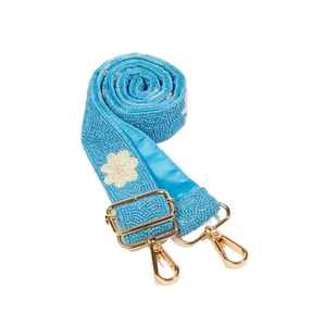 Sangle de sac élégante en coton avec broderie mignonne et motif camouflage bleu-gris, crochets métalliques de qualité supérieure, fantaisie pour sacs - Product Image 3
