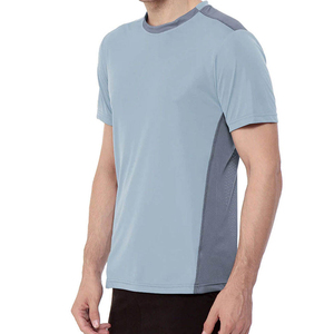 T-shirt décontracté à col en V pour homme, à blocs de couleur, manches courtes, tricoté, coupe ample, rouge et noir unis, en Spandex/Polyester, anti-rétrécissement - Product Image 2