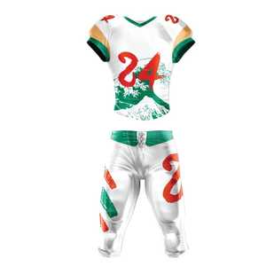 Uniforme de Fútbol Americano 100% Poliéster, Conjunto de Pantalones y Camiseta Sublimada Blanca y Verde Azulado para Hombre, Ropa Deportiva Transpirable para Todas las Temporadas - Product Image 4